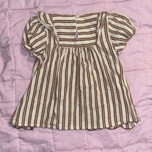 Rare Editions Brown and White Striped Kids Top - Picture 2 of 3